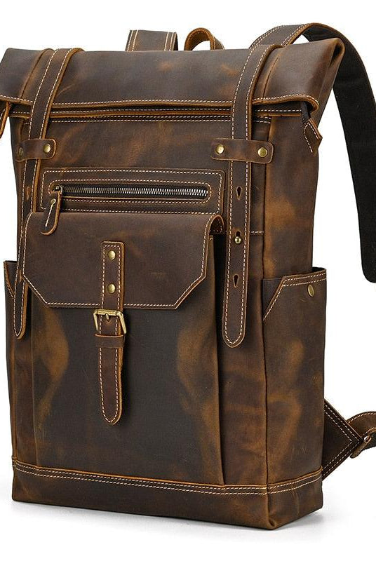 Luggage & Bags - Backpacks Mens Leather Backpack Vintage Fashion Male Travel Bag