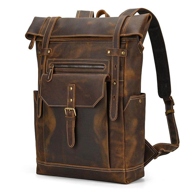 Mens Leather Backpack Vintage Travel Bag - VacationGrabs