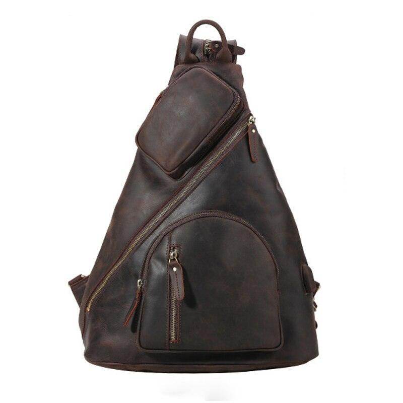 Mens leather sling bag from VacationGrabs with multiple pockets and a stylish design