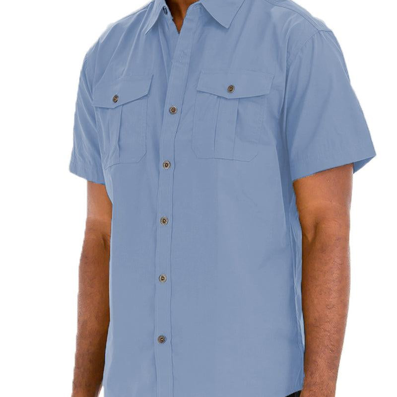 Men's Shirts Mens Light Blue Two Pocket Button Down Shirt
