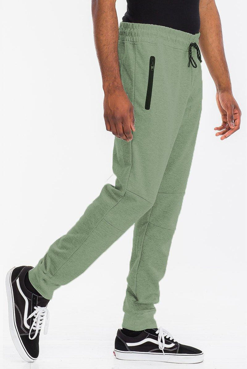 Men's Pants - Joggers Mens Light Green Heathered Sweat Pants Joggers