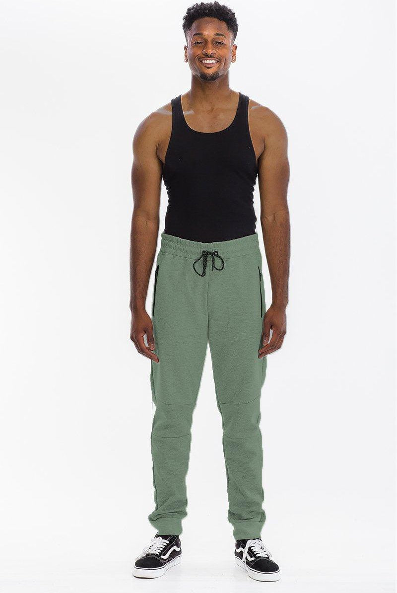 Men's Pants - Joggers Mens Light Green Heathered Sweat Pants Joggers
