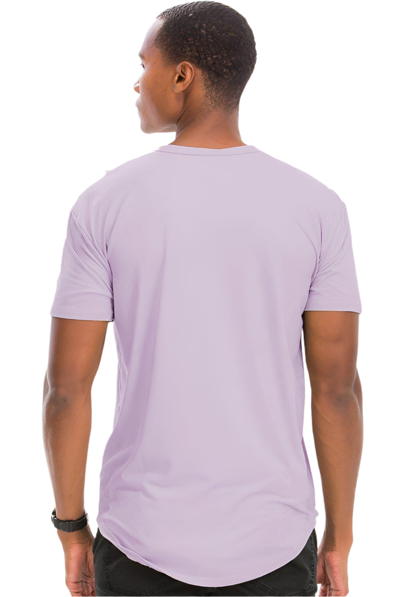 Men's light purple tee shirt from VacationGrabs featuring a comfortable back view for casual wear