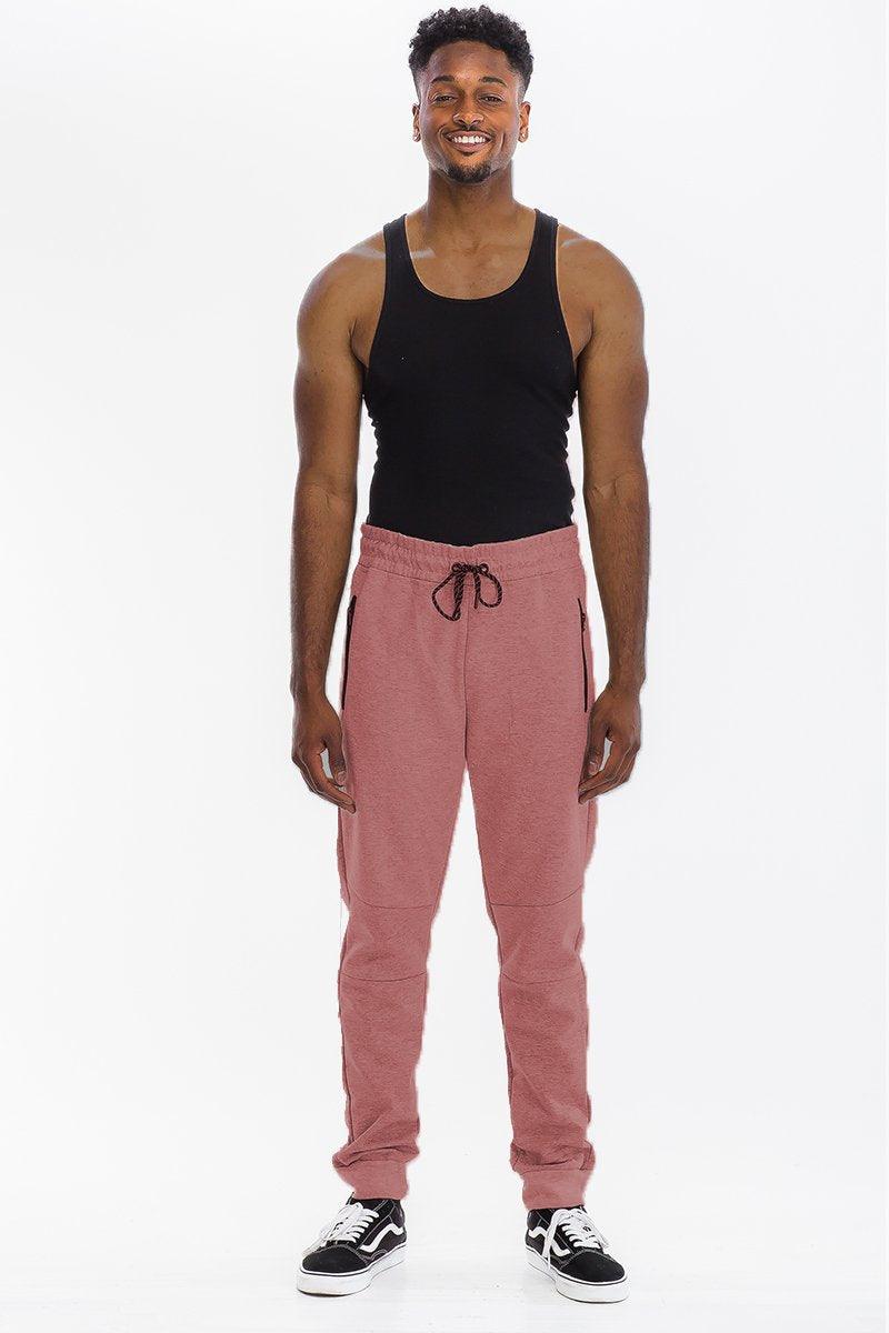 Men's Pants - Joggers Mens Light Red Heathered Cotton Sweat Pants