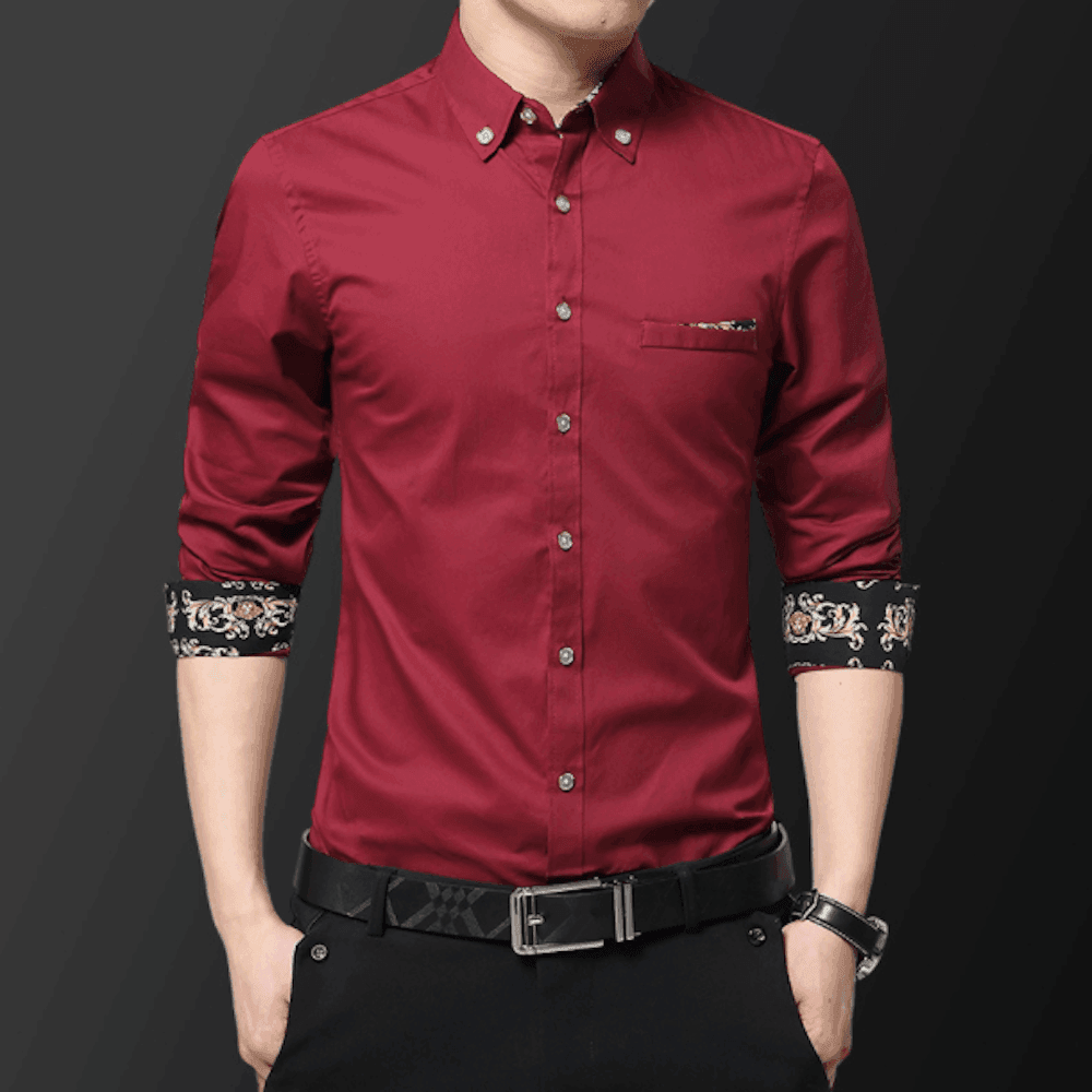 Men's Shirts Mens Long Sleeve Button Down Shirts Floral Detail