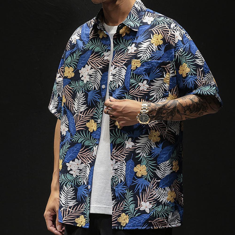 Men's Shirts Mens Loose Fit Summer Hawaiian Shirt