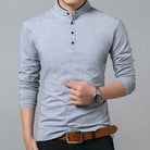 Men's Shirts Mens Mandarin Collar Long Sleeve Shirts Solid Colors