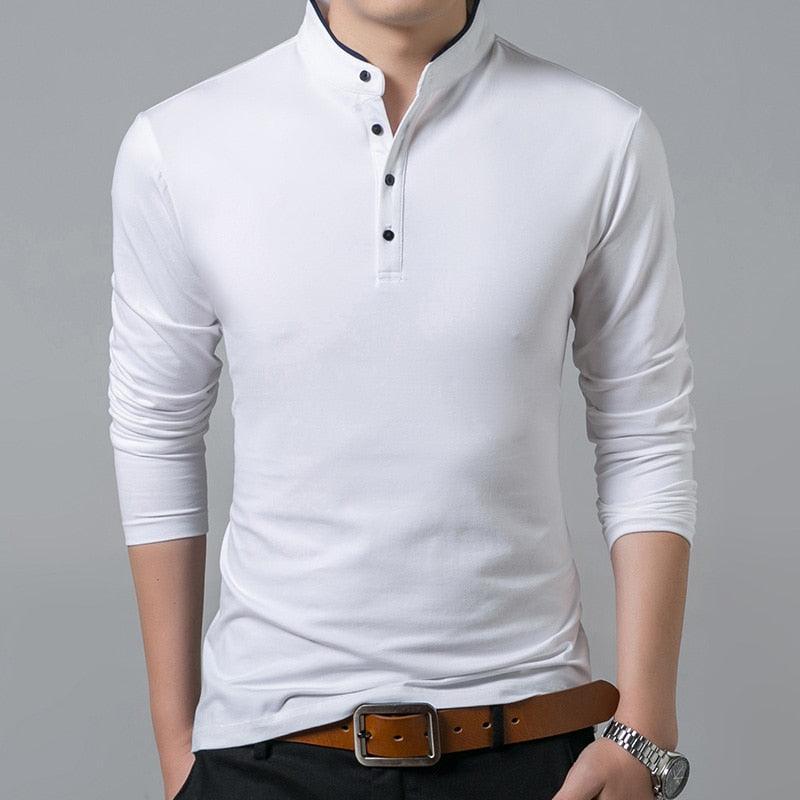 Men's Shirts Mens Mandarin Collar Long Sleeve Shirts Solid Colors