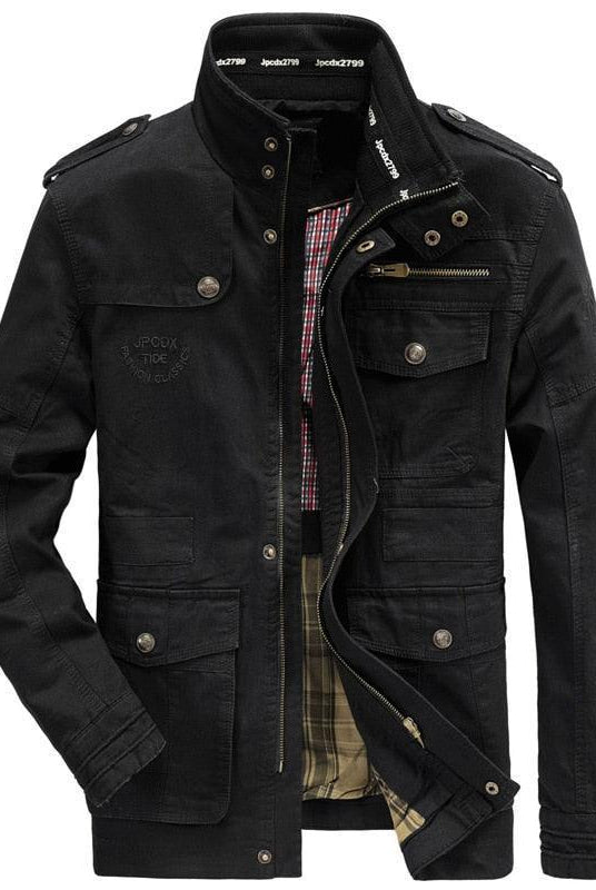 Men's Jackets Mens Multi-Pocket Jacket Plaid Lined Casual Outdoor Tactical...