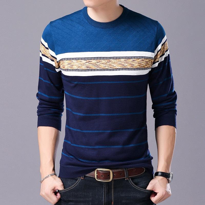 Men's Sweaters Mens O-Neck Sweater Casual Striped Pullover Sweaters