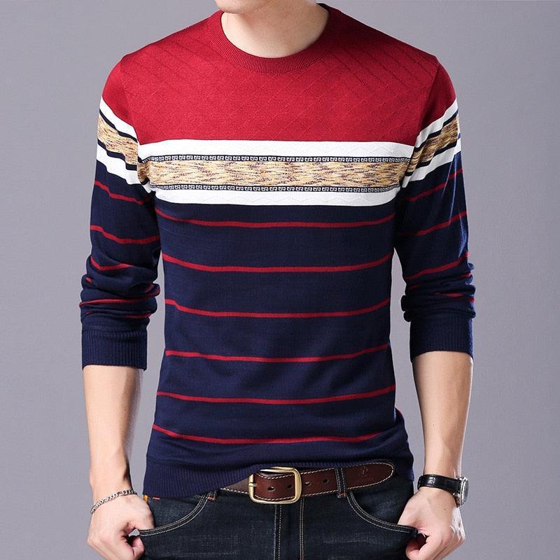Men's Sweaters Mens O-Neck Sweater Casual Striped Pullover Sweaters