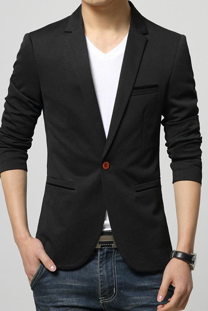 Men's Jackets - Blazers Mens One Button Slim Fit Blazer