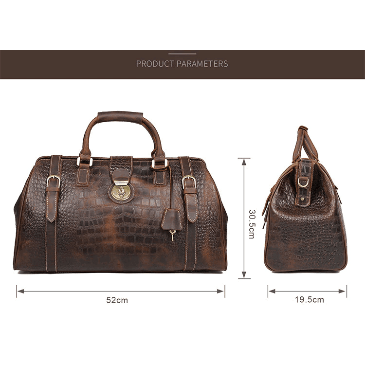 Luxury VacationGrabs mens overnight weekender bag with crocodile texture and elegant design