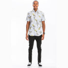 Mens pineapple Hawaiian shirt by VacationGrabs featuring a tropical pineapple print and short sleeves