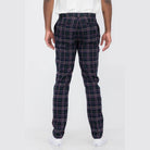 Mens Pink Plaid Trousers by VacationGrabs with a stylish slim fit and back pockets