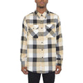 Mens Plaid Flannel Shirt from VacationGrabs in Beige and Black Checkered Pattern