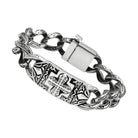 Men's polished stainless steel bracelet with intricate designs and secure clasp for style and durability
