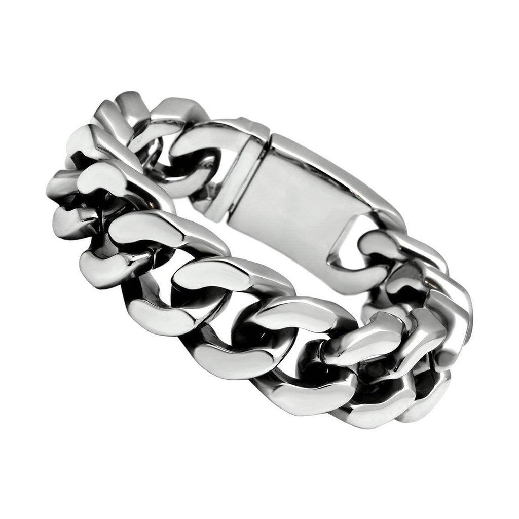 Men's polished stainless steel bracelet with a chunky chain design for a stylish look