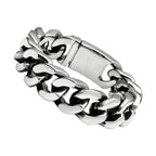 Men's polished stainless steel bracelet with a chunky chain design for a stylish look
