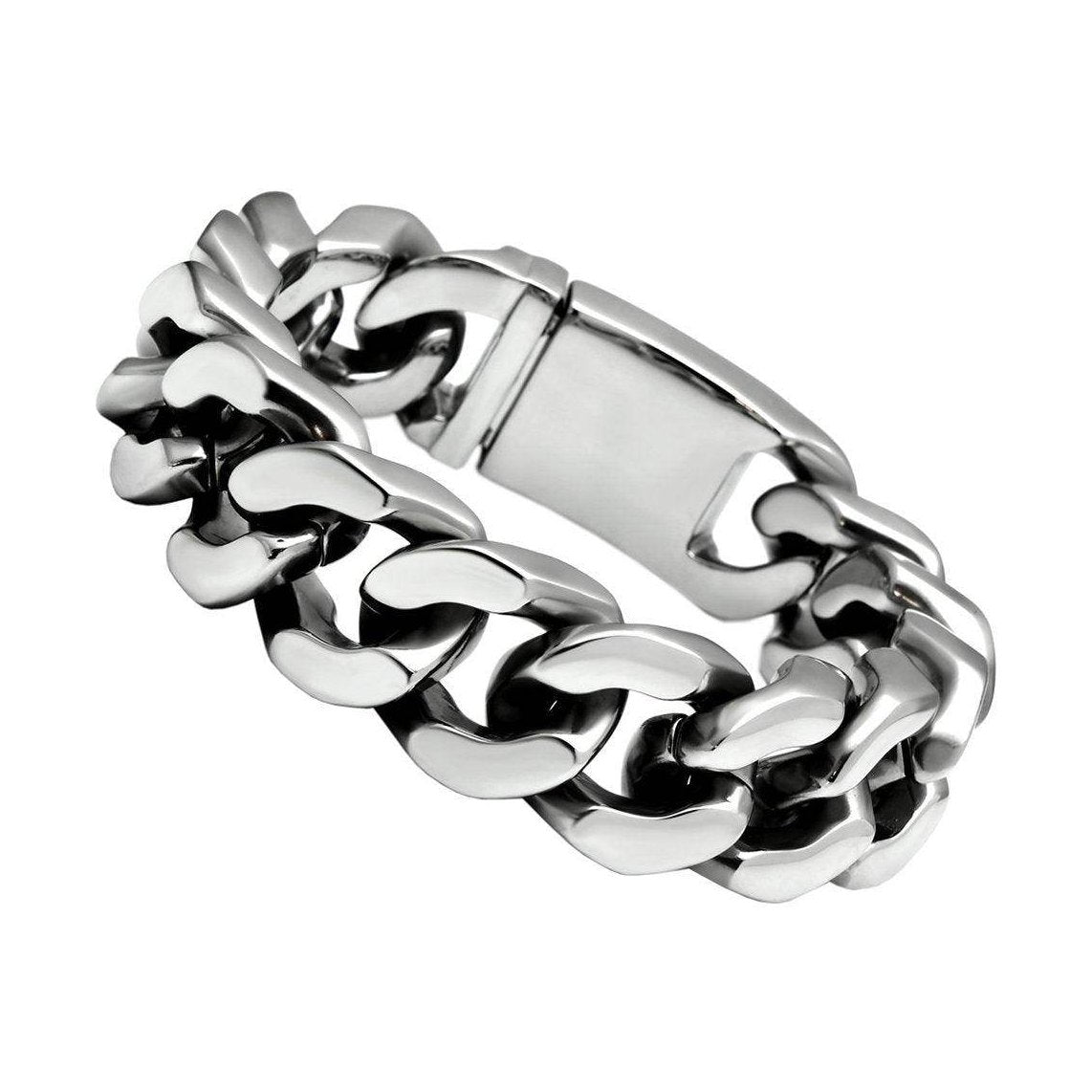 Men's polished stainless steel bracelet with a chunky chain design for a stylish look
