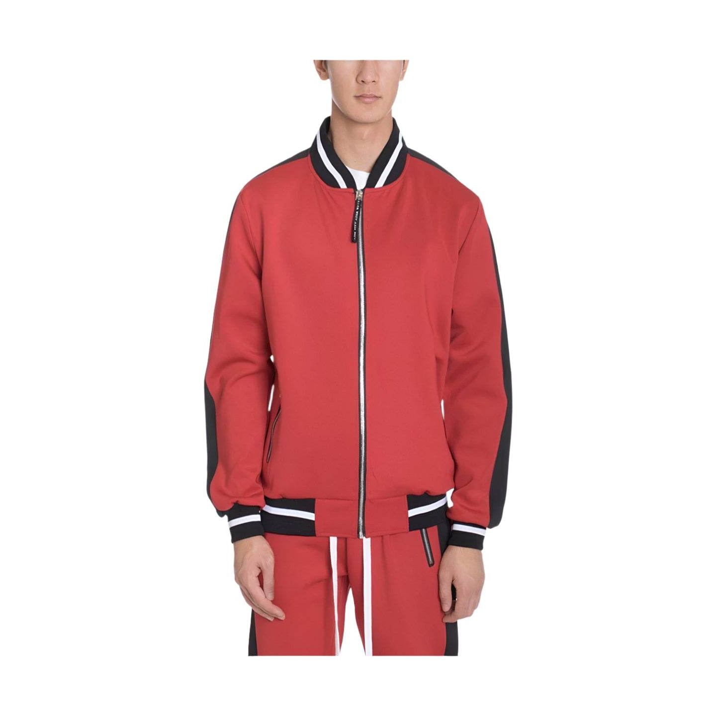 Men's Rally Track Jacket in Red with Black and White Accents for Stylish Comfort