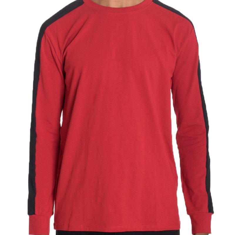 Men's Shirts Mens Red /Black Side Stripe Pullover Shirt