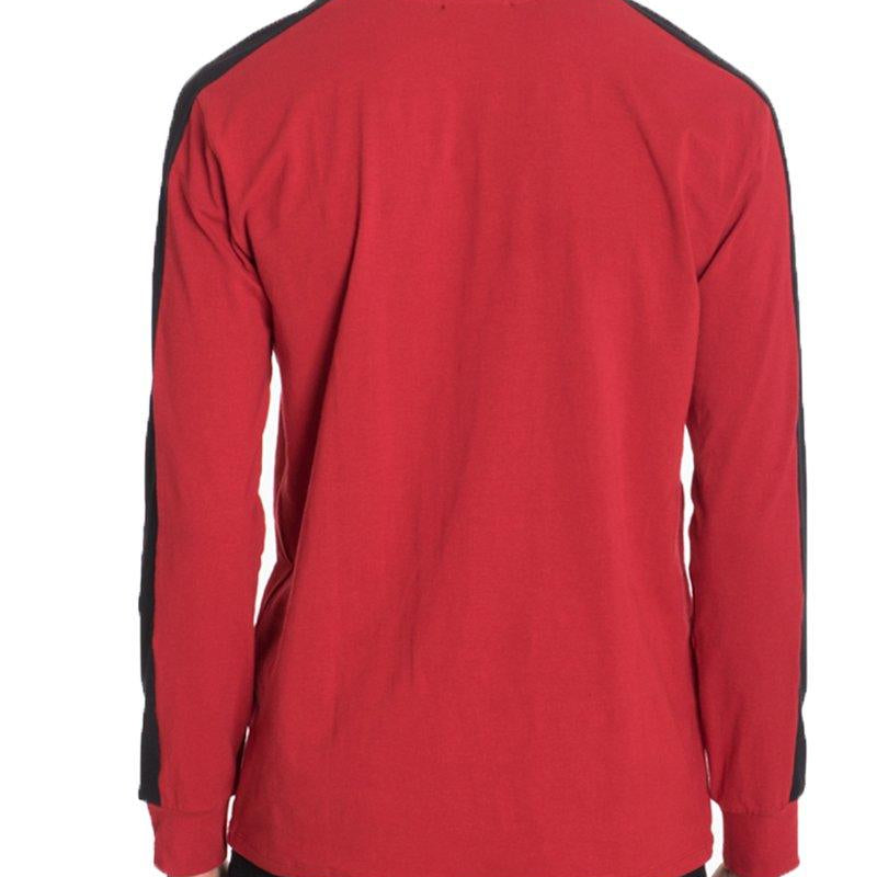 Men's Shirts Mens Red /Black Side Stripe Pullover Shirt