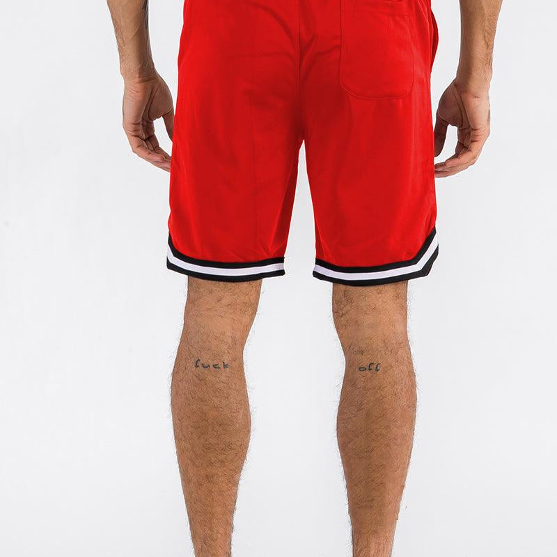 Men's Shorts Mens Red Drawstring Shorts Black White Trim Basketball Sports...