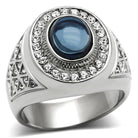 Men's Jewelry - Rings Mens Round Blue Gem Stainless Steel Synthetic Glass Rings