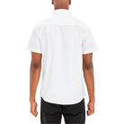 Back view of a Men's Short Sleeve Button Shirt in white from VacationGrabs, perfect for casual wear
