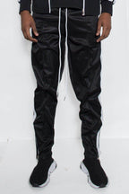 Mens side stripe track pants from VacationGrabs in black with a stylish design and comfortable fit