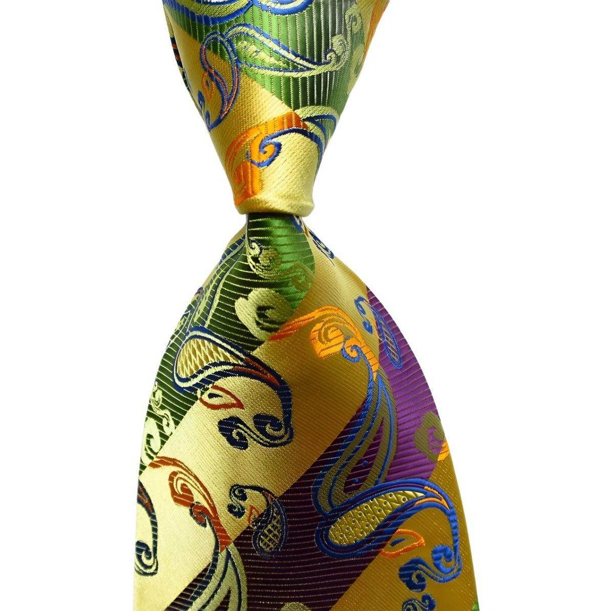 VacationGrabs mens silk neckties with colorful paisley design and vibrant hues for stylish formal wear
