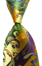 VacationGrabs mens silk neckties with colorful paisley design and vibrant hues for stylish formal wear