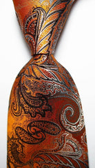VacationGrabs mens silk neckties featuring a vibrant orange and patterned design for stylish occasions