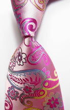 VacationGrabs men's silk neckties in pink paisley design for stylish accessories