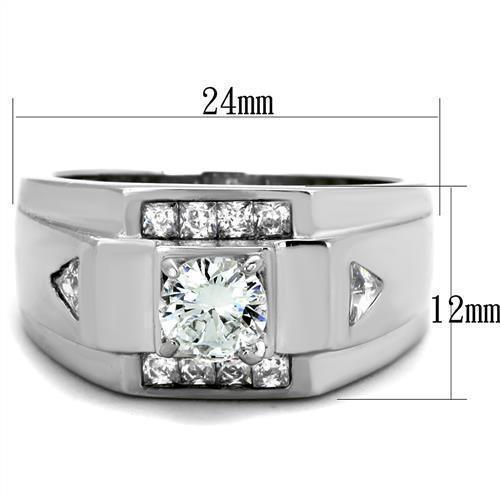 Men's Jewelry - Rings Mens Silver Gem Stainless Steel Cubic Zirconia Ring Style