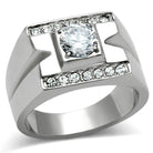 Men's Jewelry - Rings Mens Silver Rhinestone Stainless Steel Cubic Zirconia Ring Style