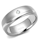 Men's Jewelry - Rings Mens Silver Seamless Stainless Steel Cubic Zirconia Ring