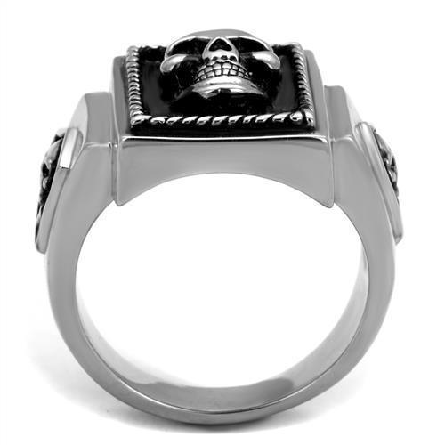Men's Jewelry - Rings Mens Silver Skull Black Stainless Steel Epoxy Rings Style