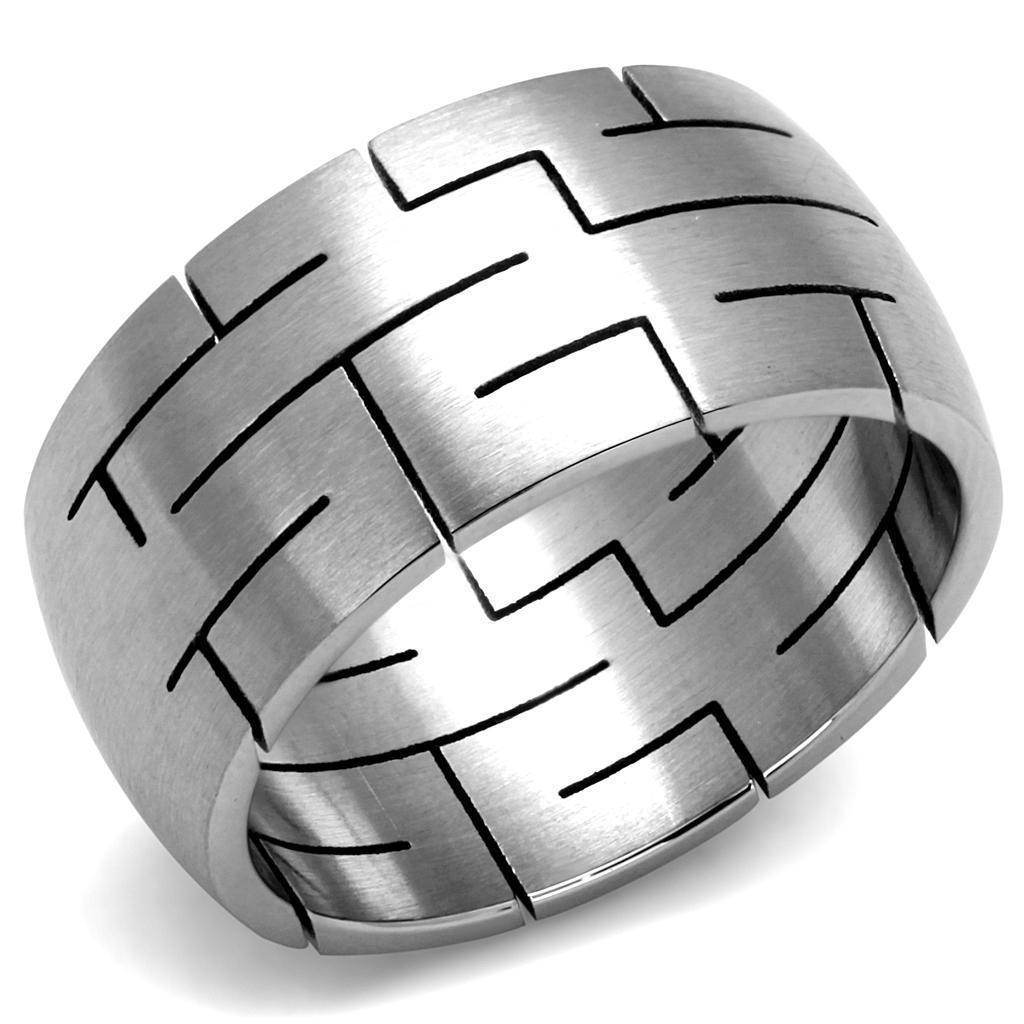 VacationGrabs mens silver stainless steel rings with a modern geometric pattern for stylish accessorizing