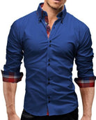 Men's Shirts Mens Slim Fit Dual Collar Look Button Front Shirt
