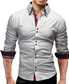 Men's Shirts Mens Slim Fit Dual Collar Look Button Front Shirt