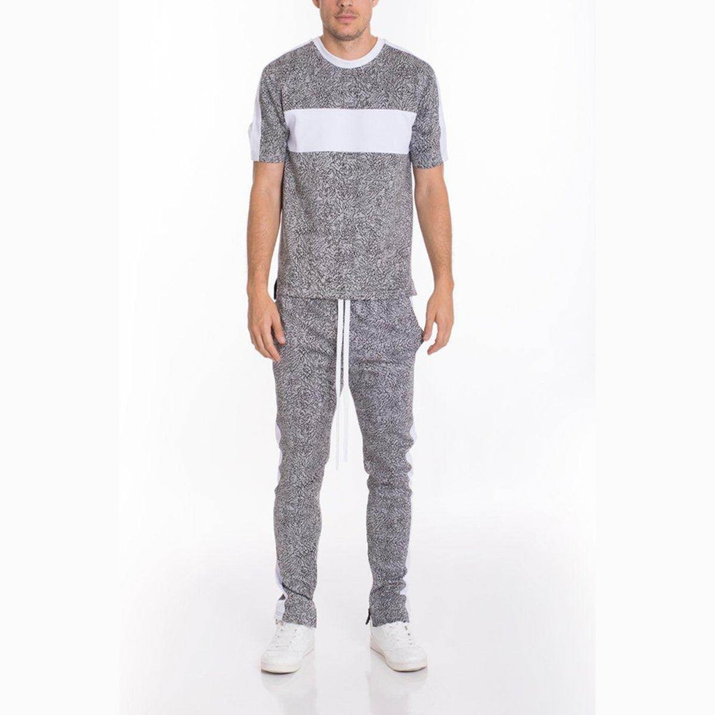 Mens Slim Joggers White Noise Print from VacationGrabs with a stylish and comfortable fit