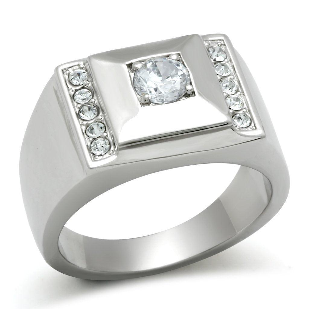 Men's Jewelry - Rings Mens Square Stacked Stainless Steel Cubic Zirconia Ring