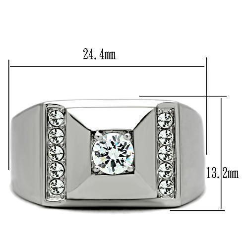 Sabrina Silver Mens Sterling Silver Cubic Zirconia Ring Brilliant Cut,  sizes 8 to 13