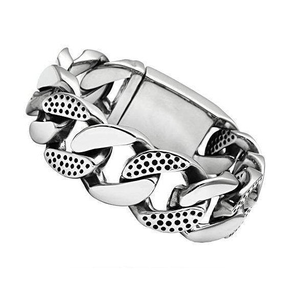 Stylish men's stainless steel bracelet with a modern design featuring bold links