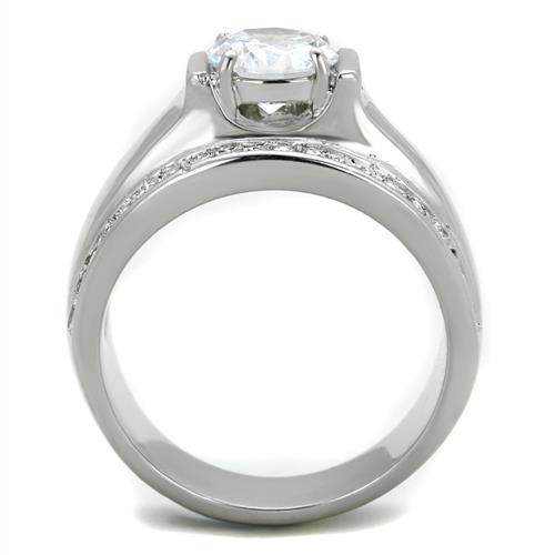 Mens stainless steel ring with a large centerpiece and elegant side detailing for a sophisticated look