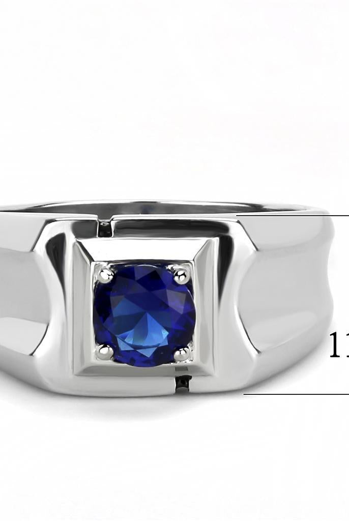 Men's Jewelry - Rings Mens Stainless Steel Synthetic Blue Glass Ring