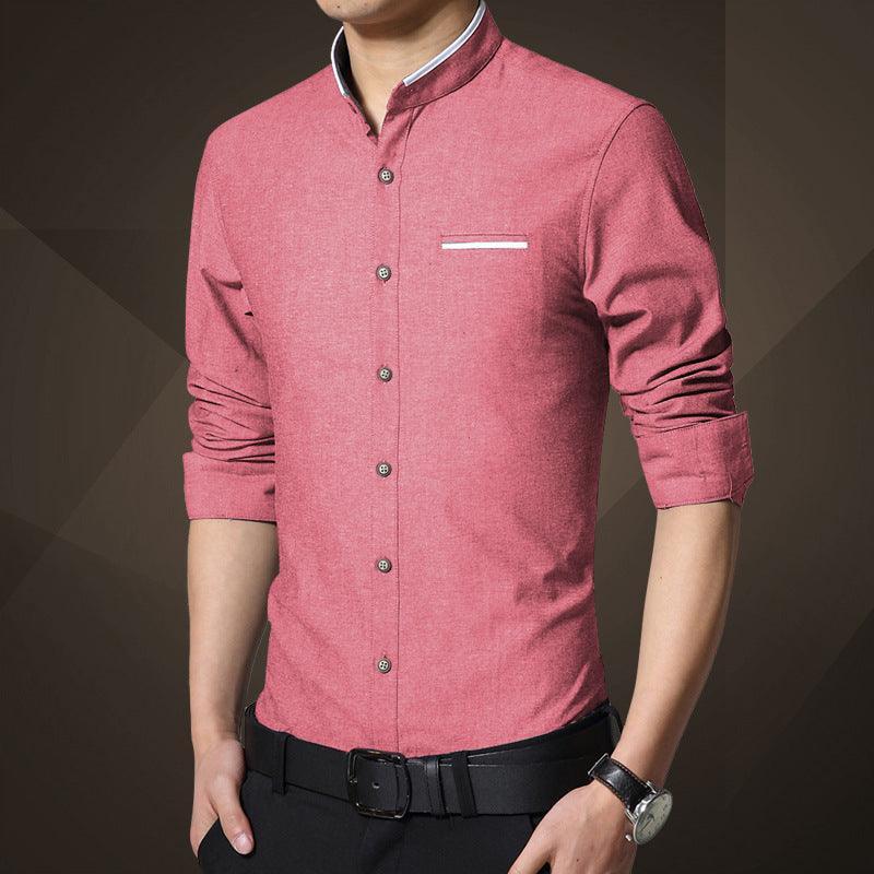 Men's Shirts Mens Stand Collar Mandarin Style Casual Dress Shirts Long Sleeve