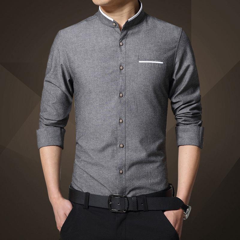 Men's Shirts Mens Stand Collar Mandarin Style Casual Dress Shirts Long Sleeve